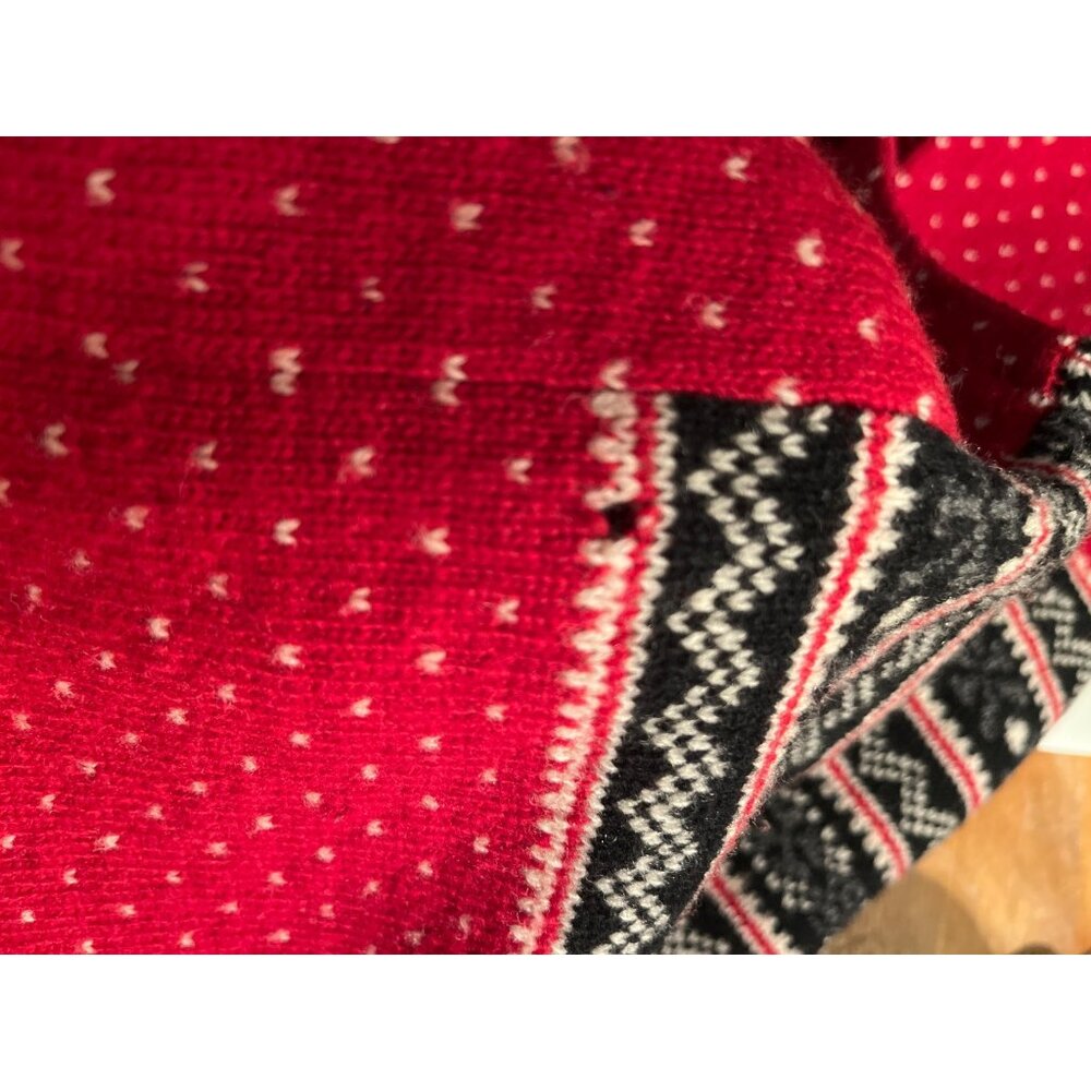 Eddie Bauer Wool Vest Fairisle Knit Red Vtg Heritage Equestrian Academia Wom XS - Picture 7 of 12